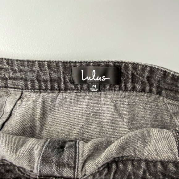 Lulus black faded denim button front flare mini skirt, M - Picture 3 of 9